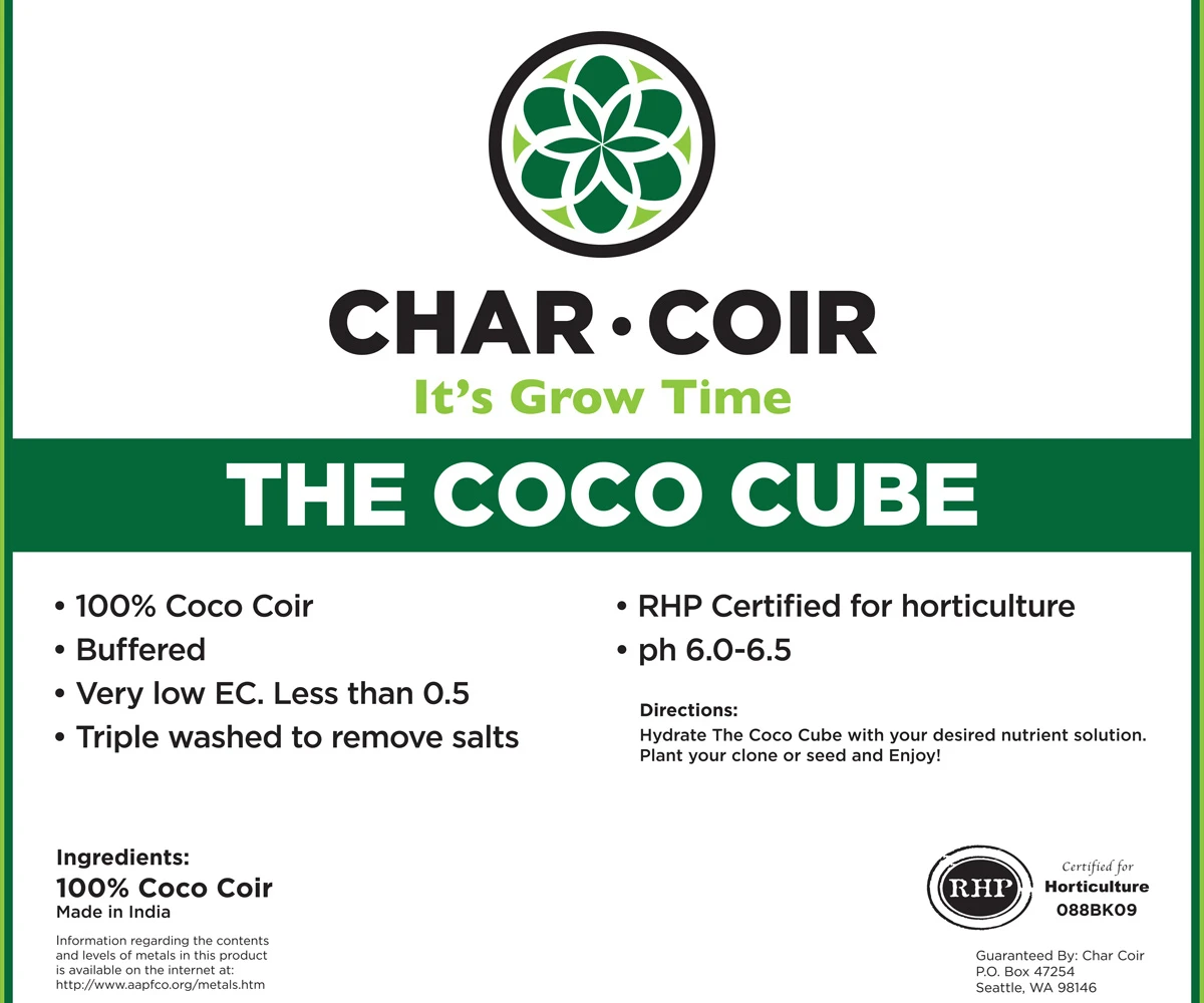 Char Coir Coco Cube RHP Certified Coco Coir, 2.25 L, Case Of 32 1 Char Coir Coco Cube RHP Certified Coco Coir, 2.25 L, Case Of 32