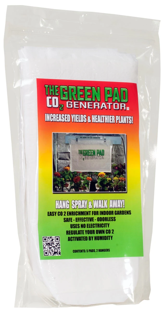 Green Pad CO2 Generator, Pack Of 5 Pads W/2 Hangers 1 Green Pad CO2 Generator, Pack Of 5 Pads W/2 Hangers
