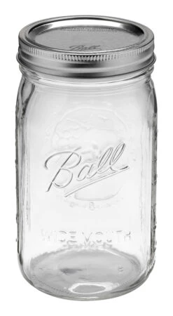 Ball Jar, 32 Oz (One Quart) Wide Mouth, Case Of 12